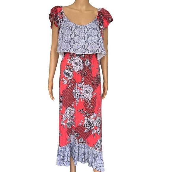 Anthropologie  Daily Practice 100% cotton Poppy Ruffled Midi Dres size XS - Picture 2 of 9
